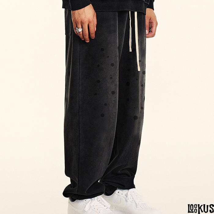 Loookus- Cotton Blend Vintage Paint-Splatter Jogger Pants