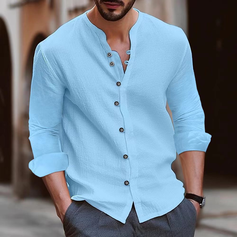 Loookus - Gentleman Simple Temperament Cotton Linen Shirts