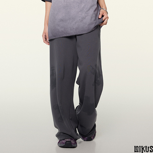 Loookus-Vintage Wash Wide-Leg Pants
