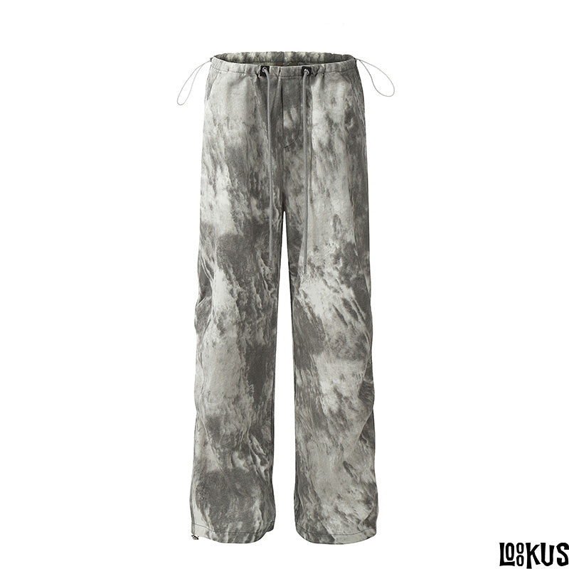 Loookus - Washed Effect Wide-Leg Pants