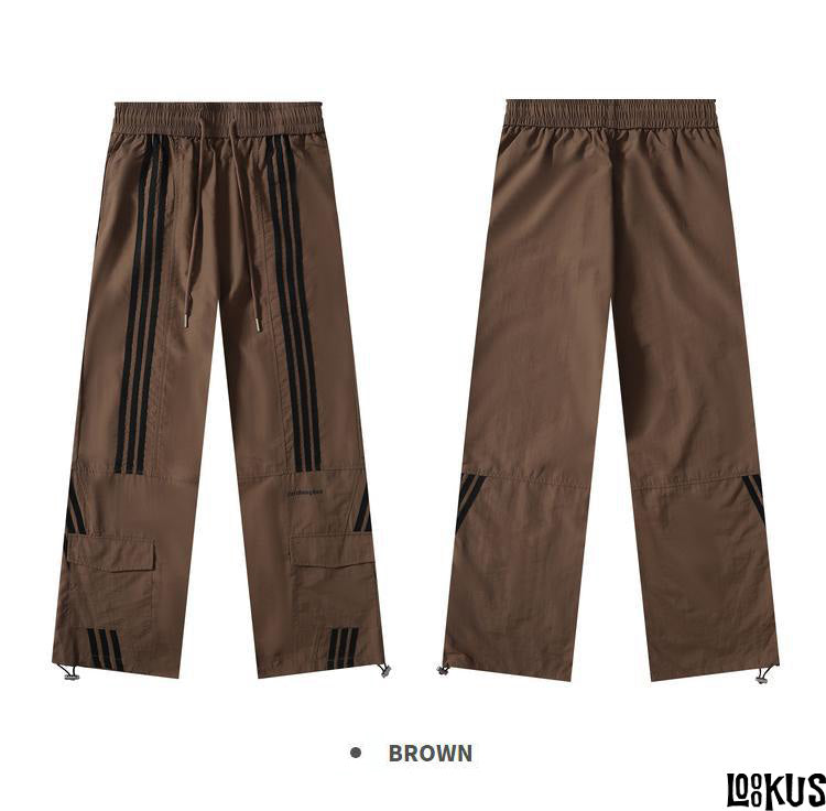 Loookus - Striped Utility Cargo Pants