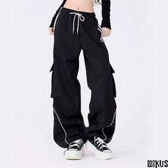 Loookus - Contrast Piping Jogger Pants