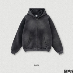 Loookus-Men’s Vintage Fleece-Lined Loose Hooded Zip-Up Jacket