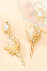 Loookus - Shell Pearl Floral Earrings