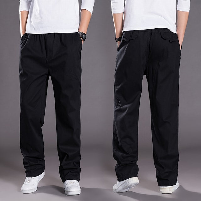 Loookus - Men's Cargo Pants Cargo Trousers Trousers Elastic Waist Straight Leg Plain Outdoor Sports