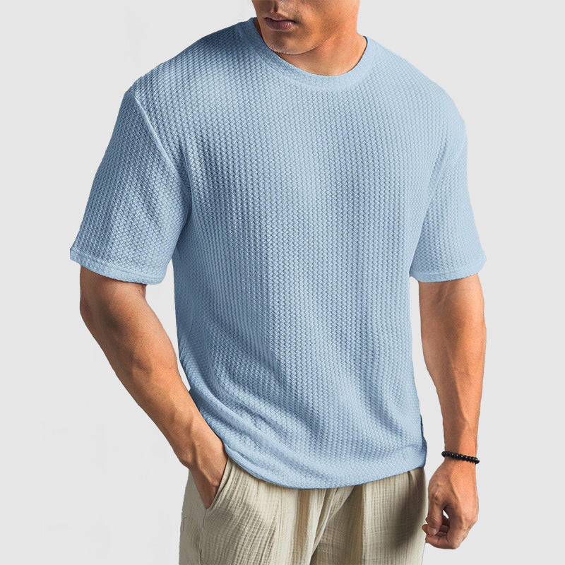 Loookus - Men's Casual Knit Textured Breathable Crew Neck T-Shirt