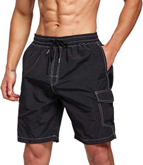 Loookus - Men's Casual Shorts Loose Port Style Cargo Pants Men's Breathable Beach Pants