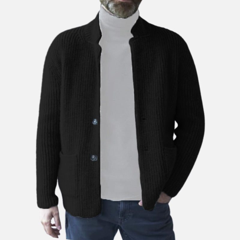 Loookus - Men's Casual Lapel Long Sleeve Knit Jacket