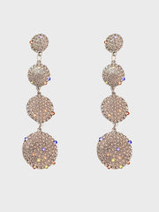 Loookus - Needle Stone Geometric Circle Silver Drop Earrings