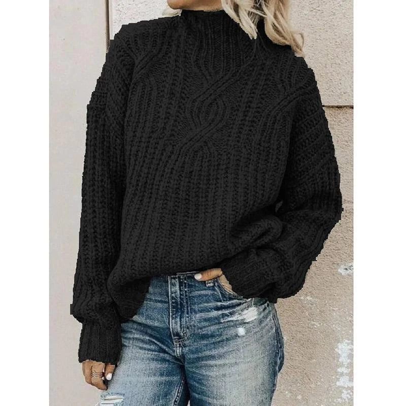 Loookus - Casual Plus Size Turtleneck Sweater Pullover