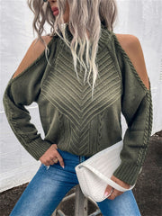 Loookus - Loose Off-the-shoulder Solid Color Casual Sweater