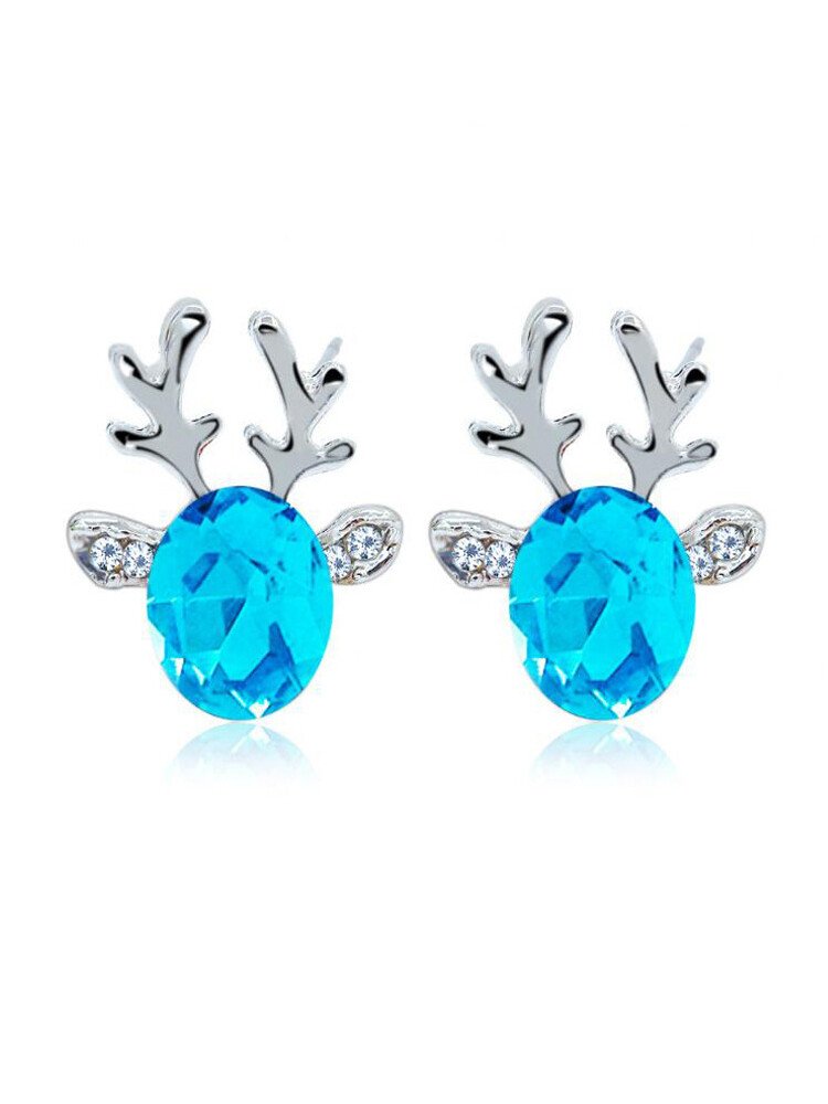 Loookus - Women's Christmas Reindeer Rhinestone Earrings