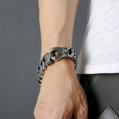 Loookus - Men's Vintage Silver Heavy Cuban Link Chain Bracelet