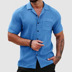 Loookus - Men's Soft Skin Textured Short Sleeve Shirt