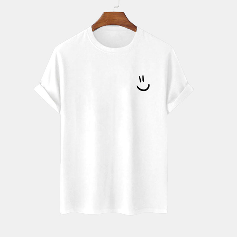 Loookus - Summer men's smiling face short sleeved loose fitting T-shirt