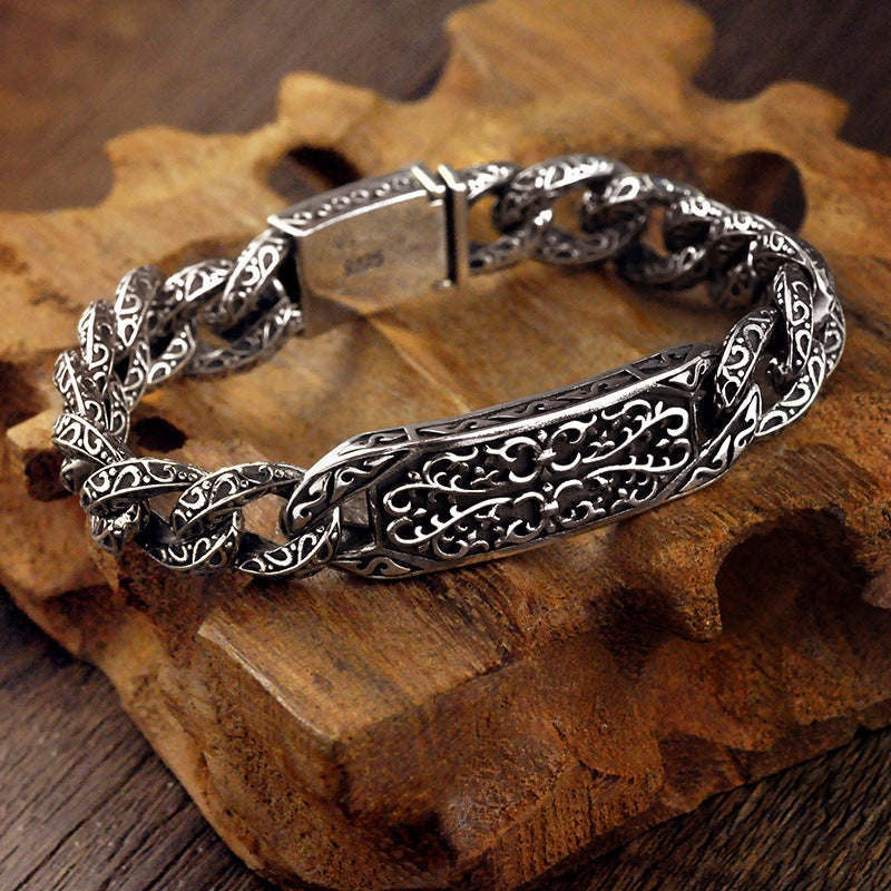 Loookus - 925 Silver retro auspicious rattan bolt bracelet