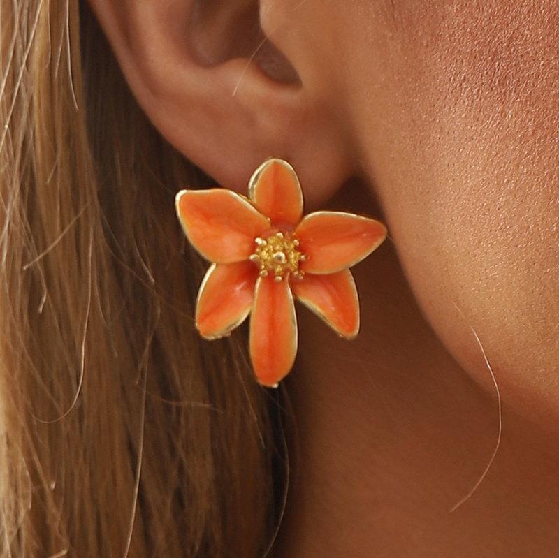 Loookus - Vintage Enamel Flower Earrings