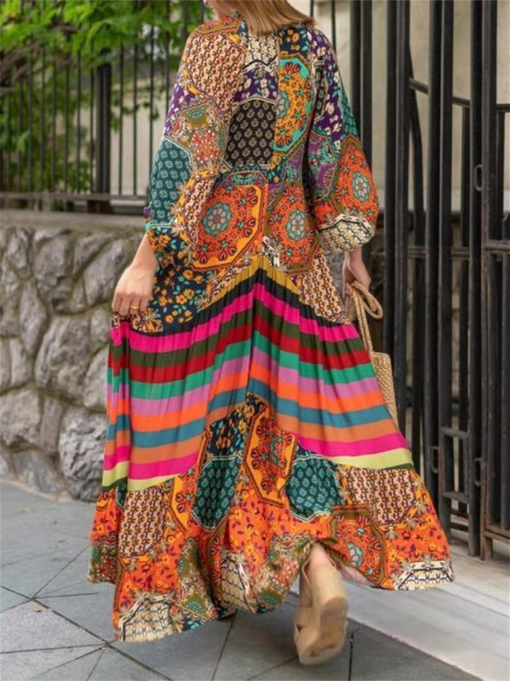 Loookus - Printed Long Ethnic Dress New Temperament Dress