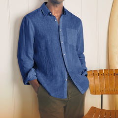 Loookus - Gentleman's Casual Basic Cotton Linen Shirt