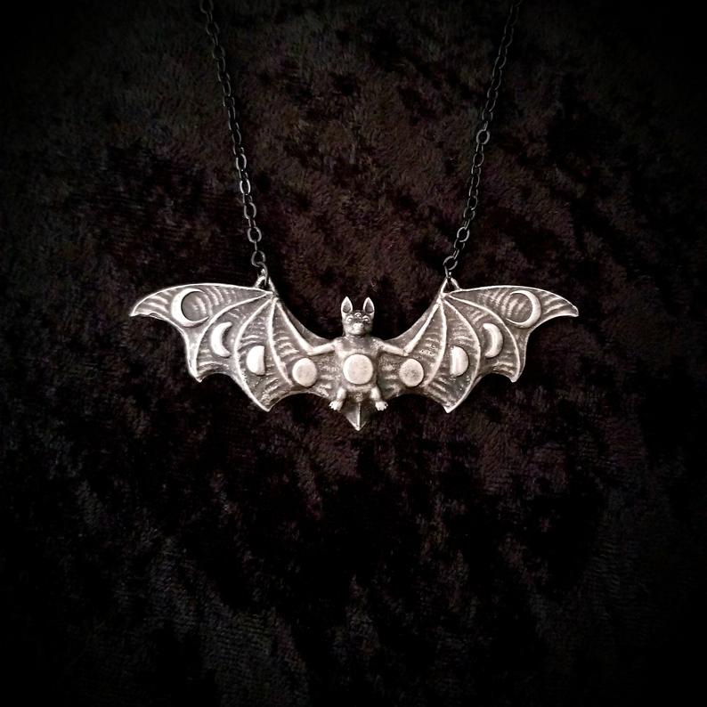 Loookus - Sterling Silver Bat Pendant Necklace