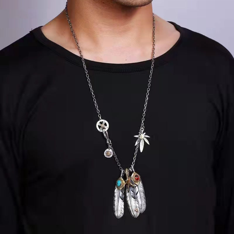 Loookus - Turquoise Feather Necklace