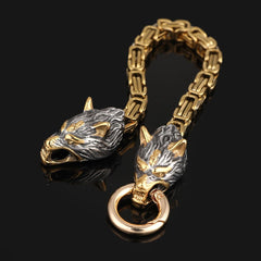 Loookus - S925 Classic Norse Vikings Wolf Head Bracelet