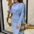 Loookus - Fashionable Waist and Foreign Style Solid Color Long Sleeve Dress