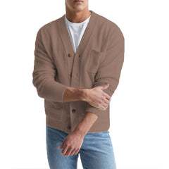 Loookus - Men's Cotton V-Neck Sweater Knitted Cardigan Coat