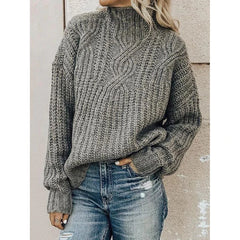 Loookus - Casual Plus Size Turtleneck Sweater Pullover