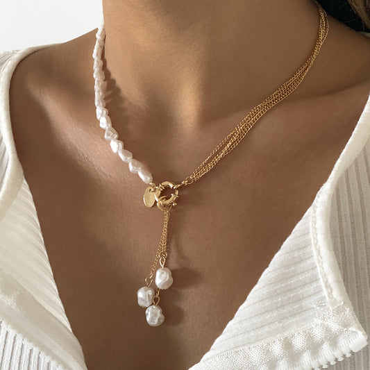 Loookus - Ladies pearl tassel necklace