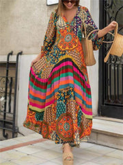 Loookus - Printed Long Ethnic Dress New Temperament Dress