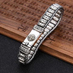 Loookus - 925 Silver Buddha Mantra Scripture Bracelet