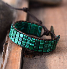 Loookus - Vintage Malachite Hand Woven Wrap Bracelet