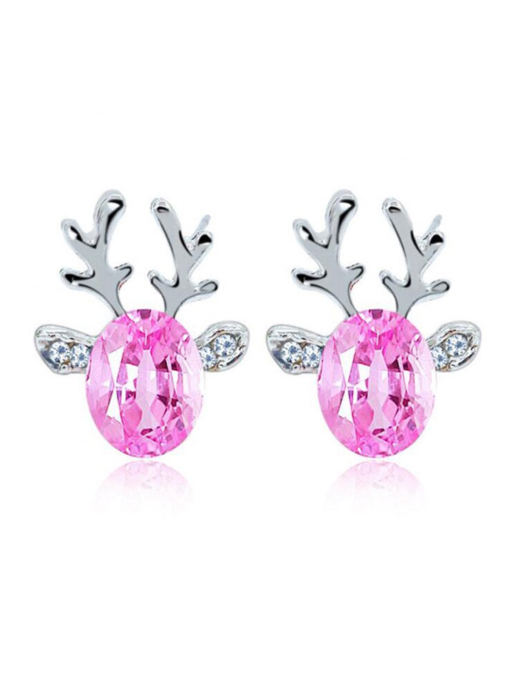 Loookus - Women's Christmas Reindeer Rhinestone Earrings