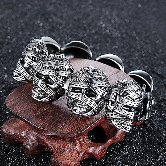 Loookus - 925 Silver Skull Decoration Bracelet