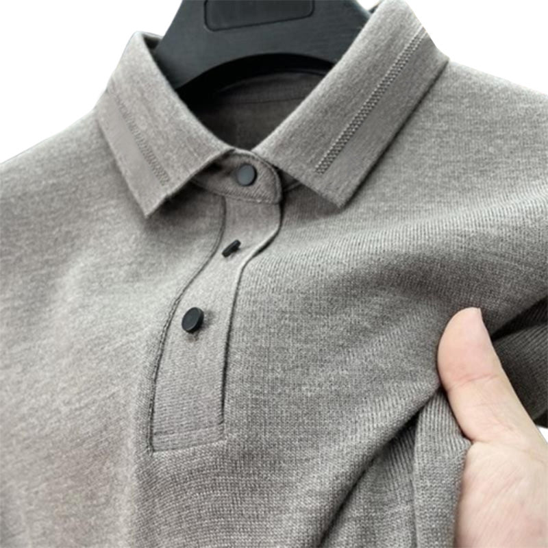 Loookus - Men's New Polo Collar Contrast Color Knit Long Sleeve Sweater