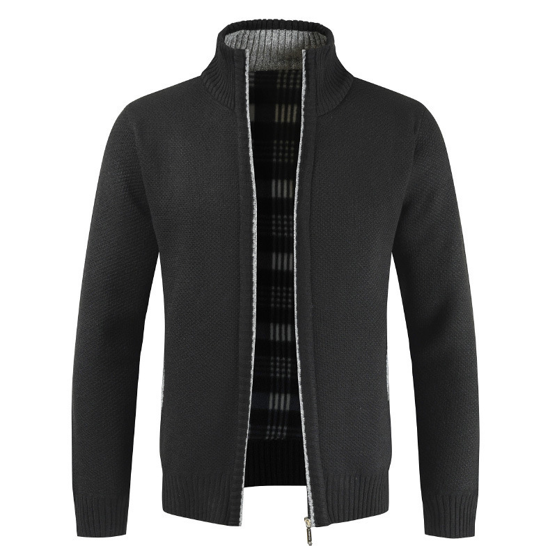 Loookus - Men's autumn and winter stand collar zipper casual cardigan sweater jacket