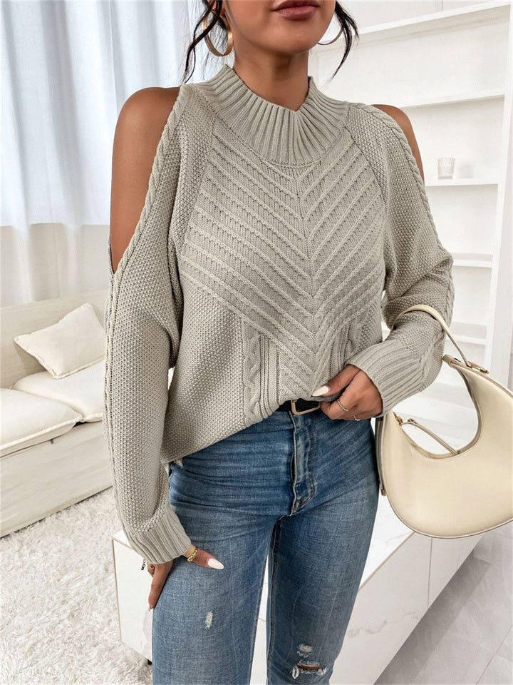 Loookus - Loose Off-the-shoulder Solid Color Casual Sweater