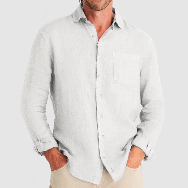 Loookus - Gentleman Simple Temperament Cotton Linen Shirt