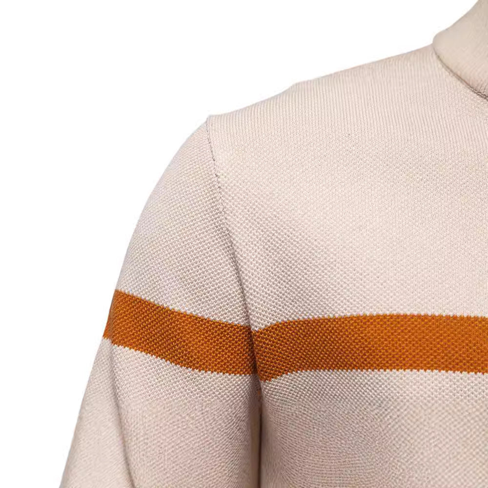 Loookus - Men's sweater with a half-zippered color-blocked knit