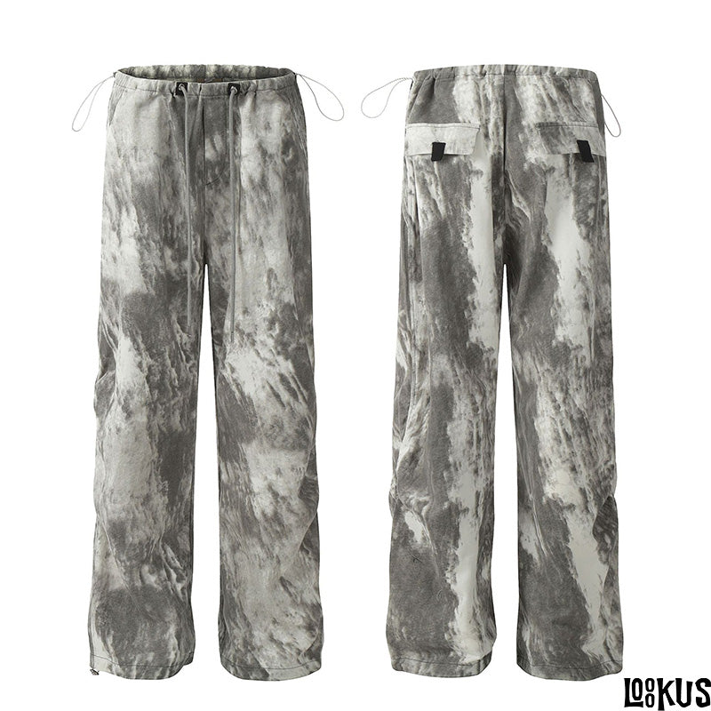 Loookus - Washed Effect Wide-Leg Pants