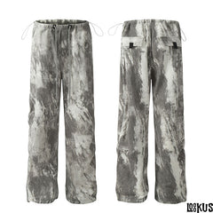 Loookus - Washed Effect Wide-Leg Pants