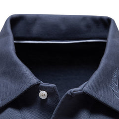 Men's Casual and Comfortable Solid Color Lapel undershirt Long Sleeve Polo Shirt