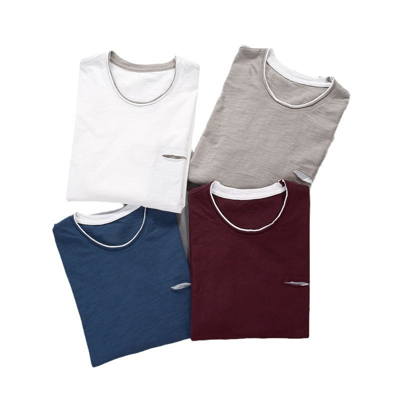 Loookus - 2025 Long-sleeved Men's slim-fit pure cotton Round neck T-shirt