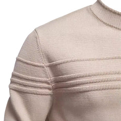 Loookus - New men's round-neck, long-sleeved slim fit knitted four textured sweater