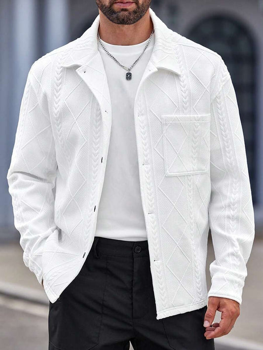 Loookus - Men's knitted jacquard loose lapel casual jacket