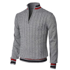 Loookus - Men's British-style Business Casual Color-blocked Zip-up High-neck Knitted Shirt