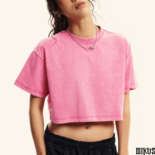 Loookus-Casual Loose Crop Top Sports Tee