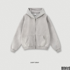 Loookus-Men’s Vintage Fleece-Lined Loose Hooded Zip-Up Jacket