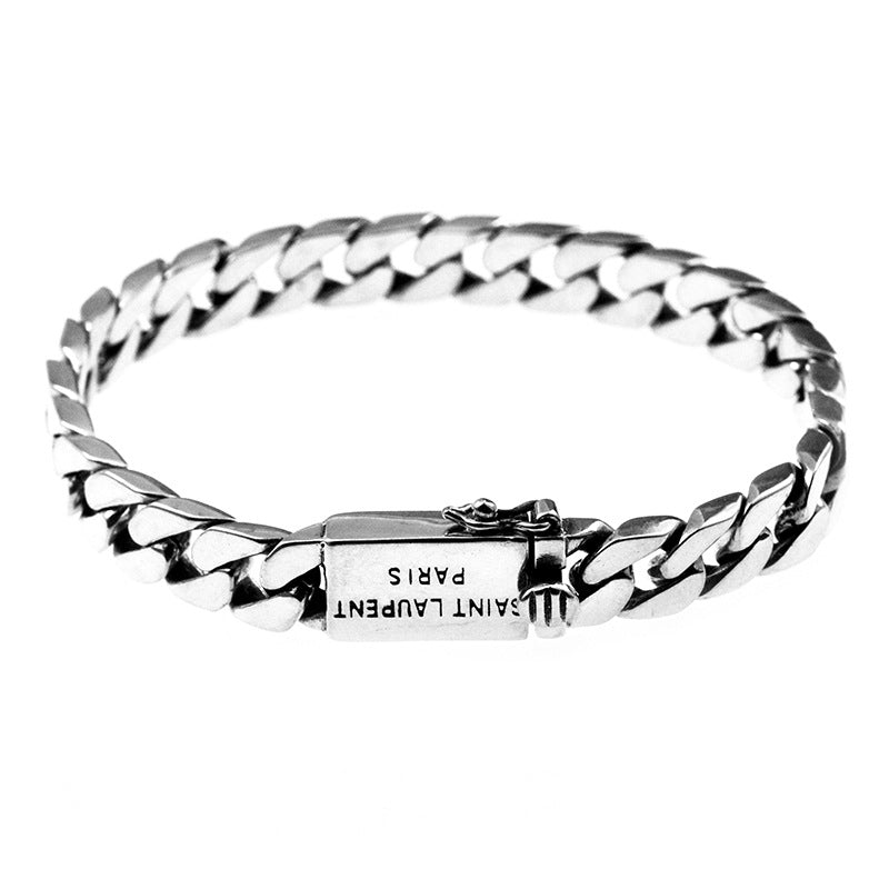 Loookus - 925 Silver Braided Cuban Pin Coupler Whip Bracelet